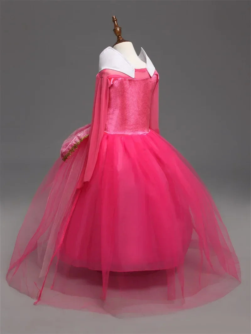 Fantasy Girls Sleeping Beauty Aurora Cosplay Princess Dress Kids Halloween Carnival Birthday Costume Party Clothing 3-10Years