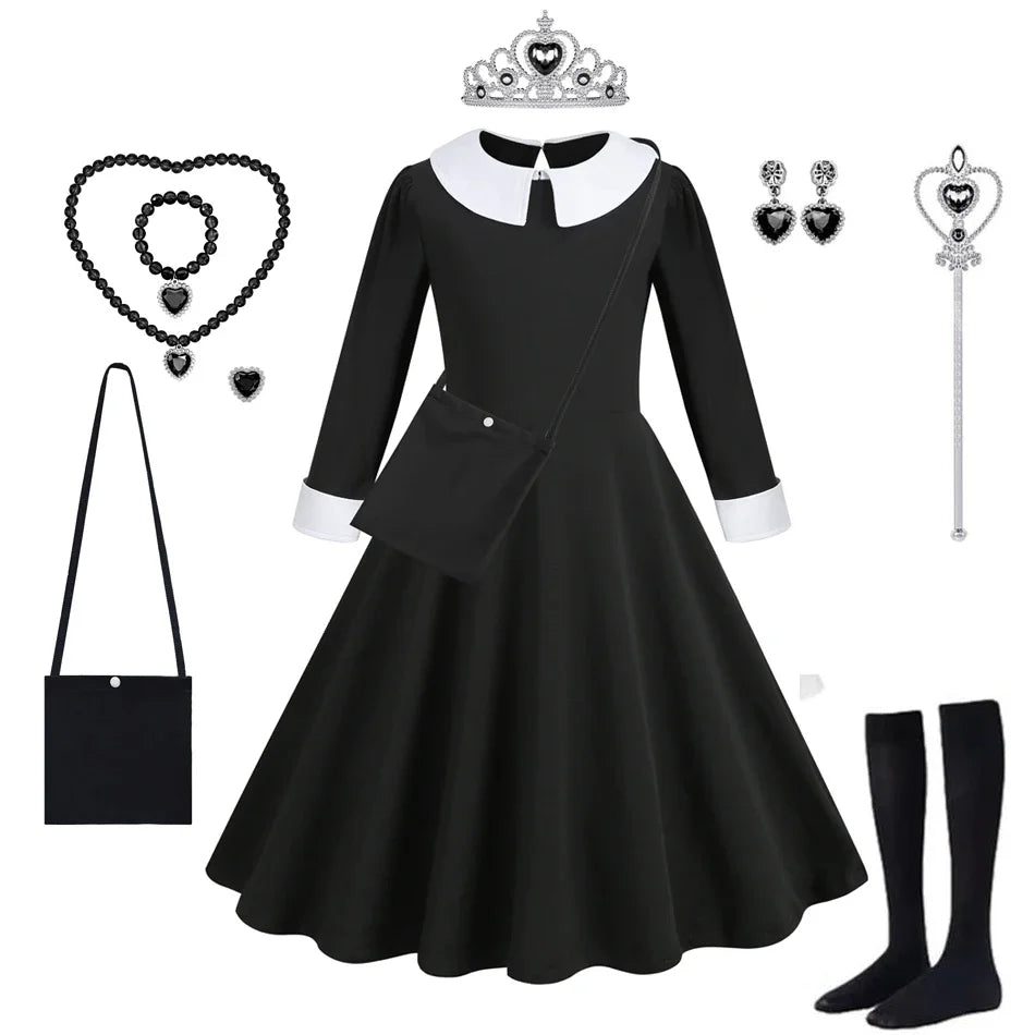 Adams Dress Girl Costume for Girls Black Dress Halloween
