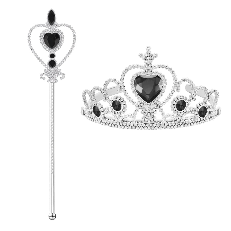 Girl Maleficent Cosplay Dress With Wings Kids Halloween Carnival Evil Witch Dress Up Costume 2-10 Yrs Sequin Ruffles Outfits