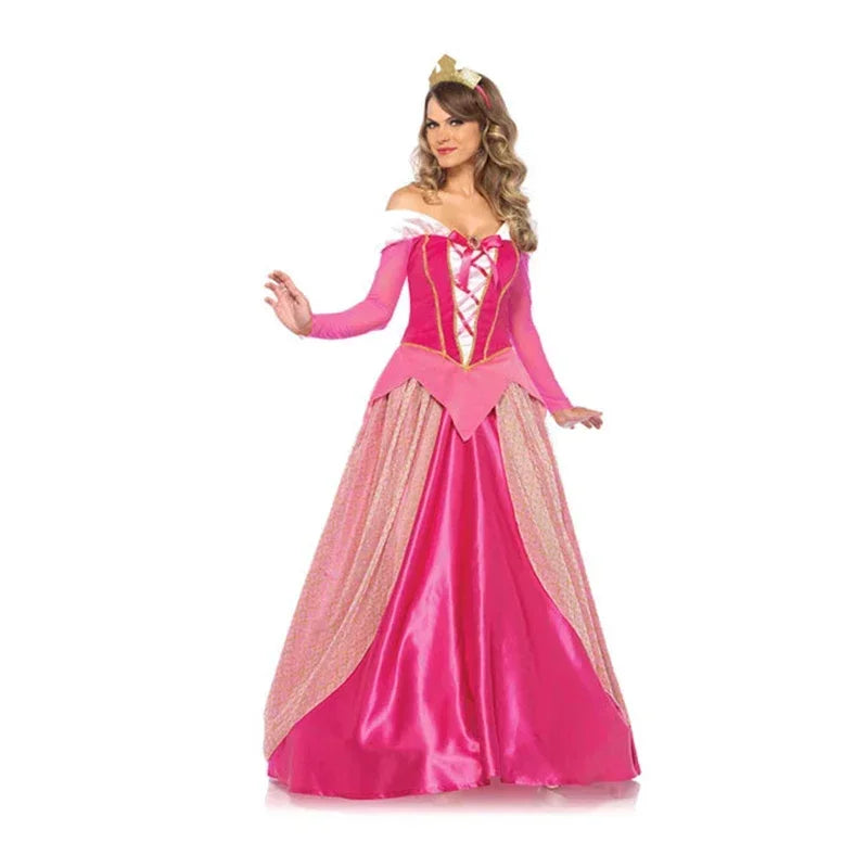Disney Adult Women Deluxe Pink Sleeping Beauty Princess Aurora Gorgeous Costume for Halloween Carnival Party Ball Fancy Dress