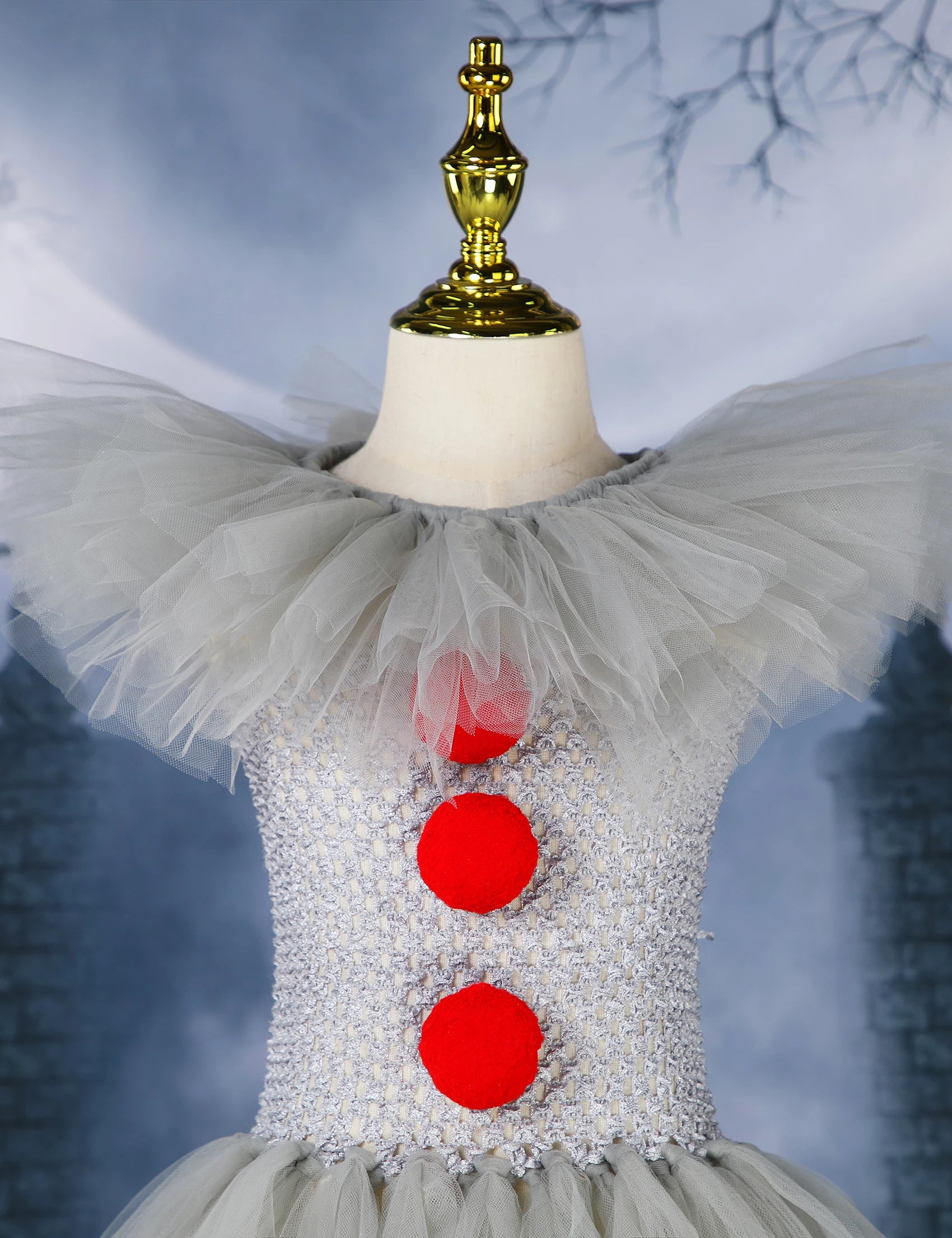 Gray Joker Girls Halloween LED Light Up Costume Tutu Dress Creepy Clown Kids Tulle Dress Carnival Party Cosplay Clothing 2-12Y