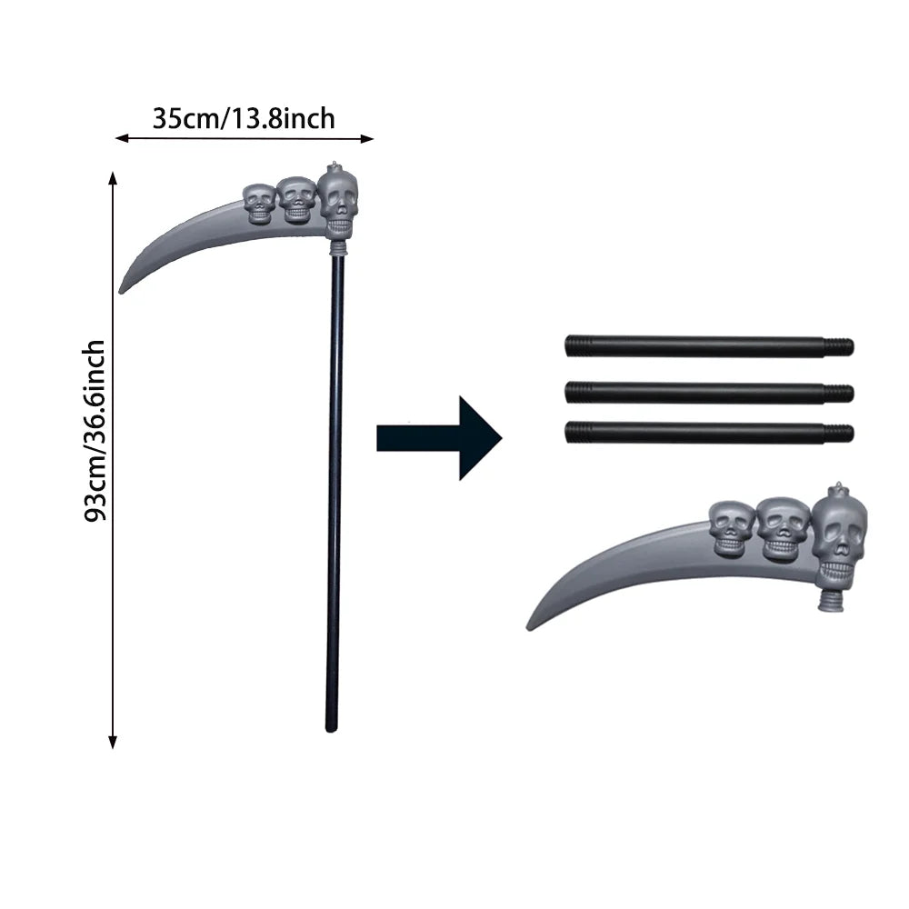 Halloween Grim Reaper Costume Set Halloween Cape Adult Kid Role Playing Props Grim Reaper Ghost Scythe Mask and Gloves Unisex