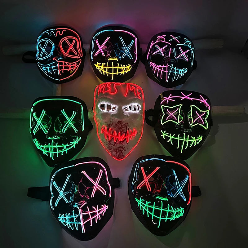 Multi Style Glowing LED Purge Mask Professional Wireless Luminous Party Mask Flashing Decorative Headgear Masker For Halloween