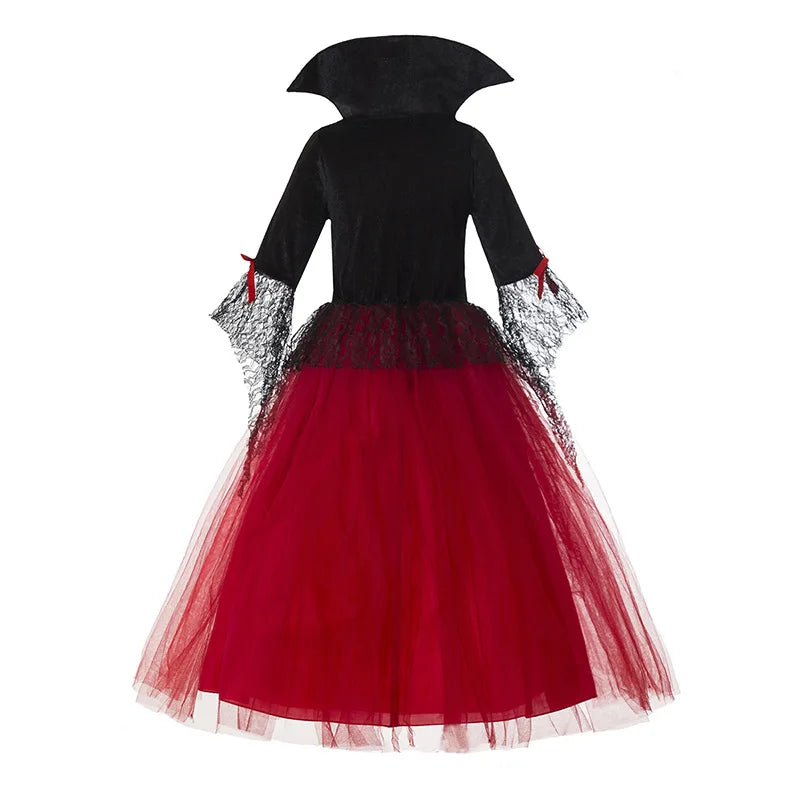 Halloween Costume for Kids Fantasy Vampire Costume Girls Long Tutu Dress Ghost Bride Cosplay Costume Carnival Party Clothes