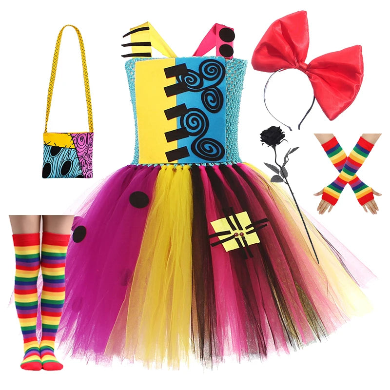 Halloween Christmas Eve Cosplay Dress Horror Fancy Princess Dress Girl Puffy Costume Carnival Party Clothes Gifts for Children