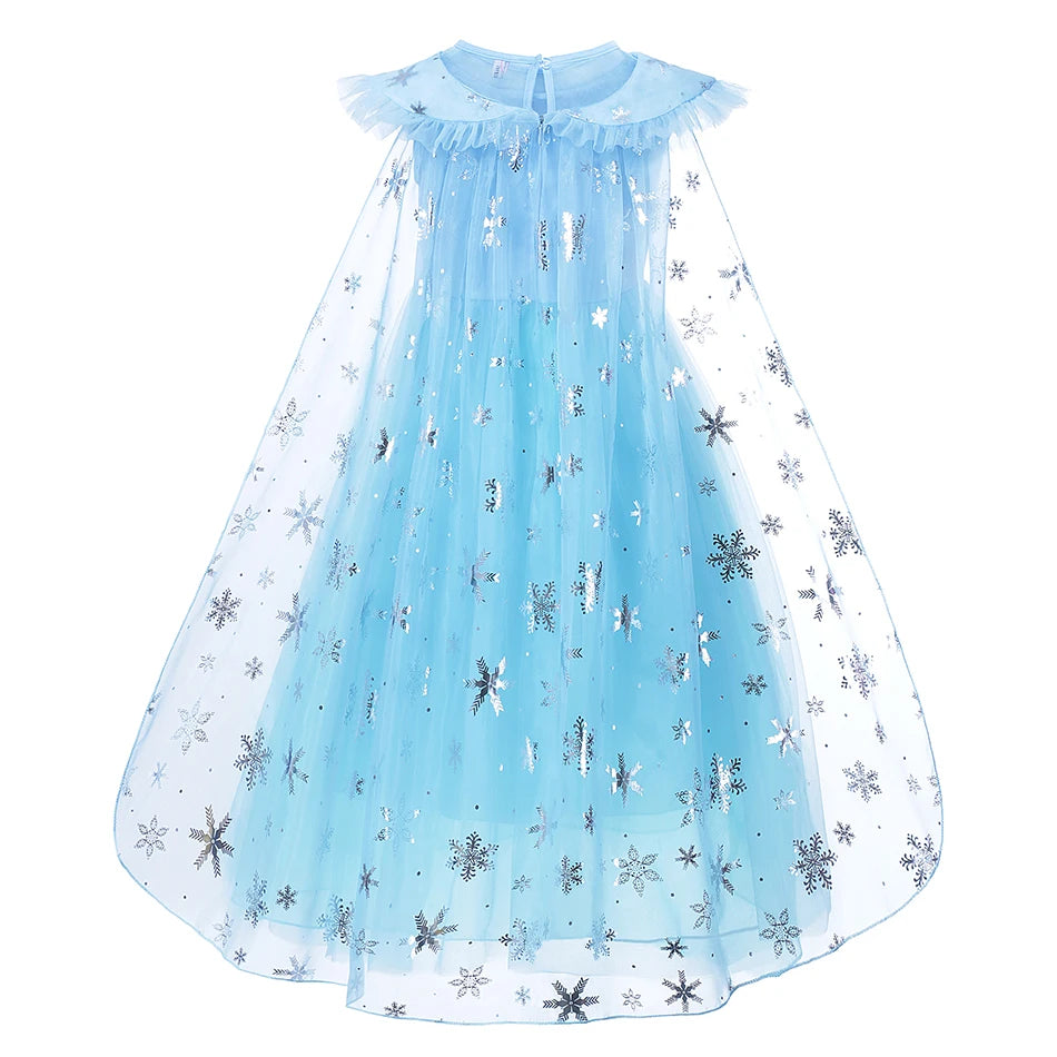 Elsa Girls Dress Frozan Cosplay Costume Princess Dresses Queen Snow Queen Wedding Luxurious With Cloak Carnival Gown Dresses Up