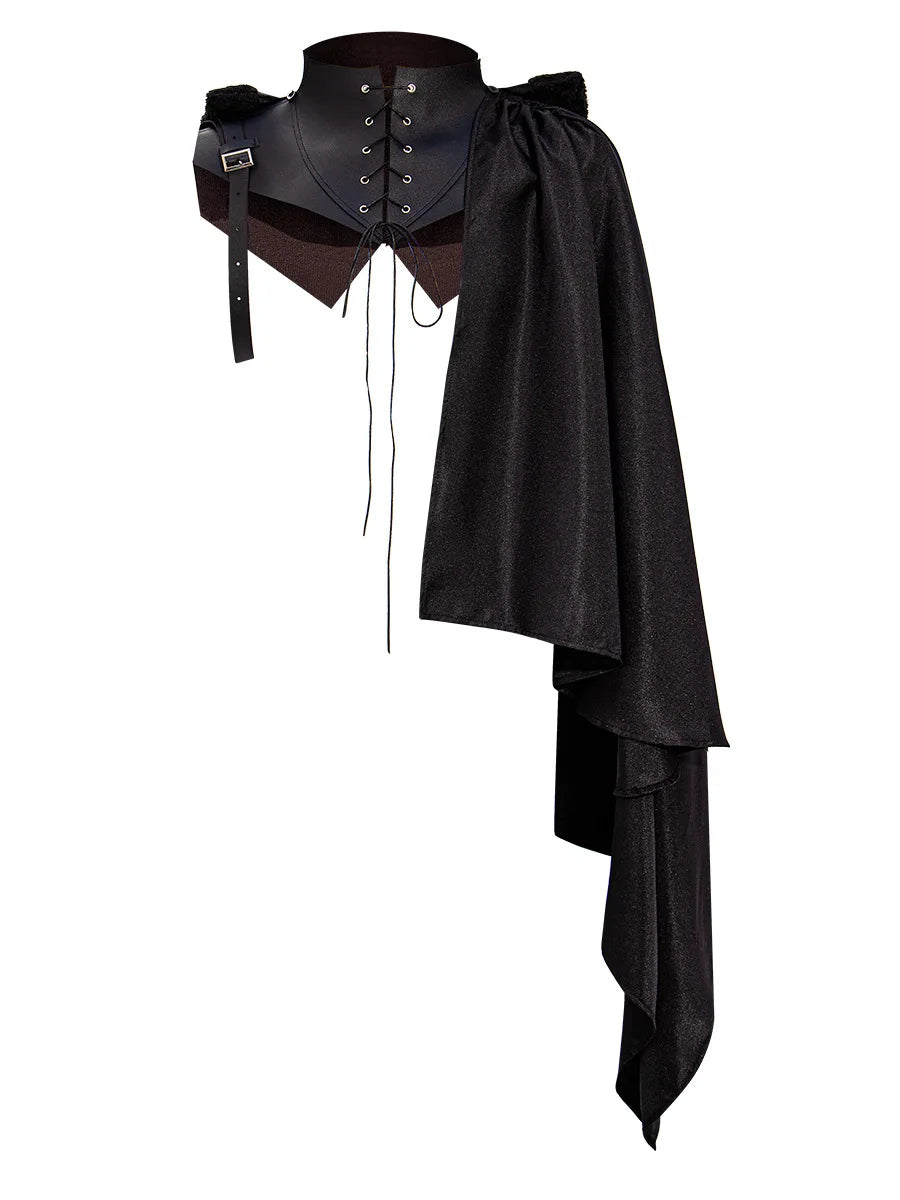 Mens Assassin Halloween Costume Pirate Cosplay Medieval Armor Shawl Cape Gothic SteamPunk Warrior Hooded Cloak Cape