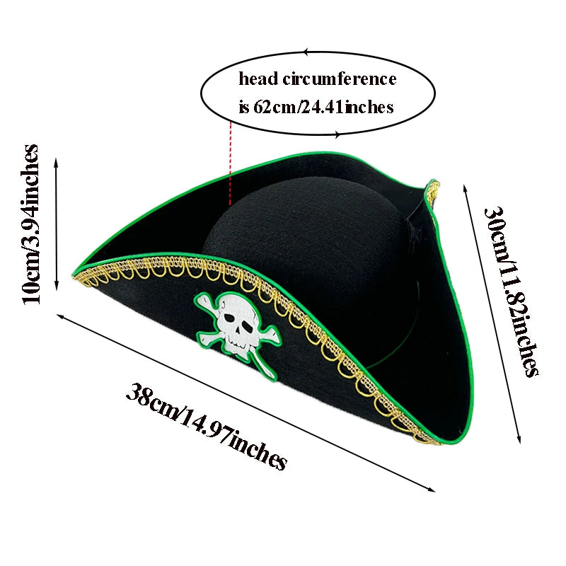 Newstyle Led Captain Hat Halloween Masquerade Pirate Theme Party Cosplay Captain Costumes Accessories Light Up Skull Pattern Hat