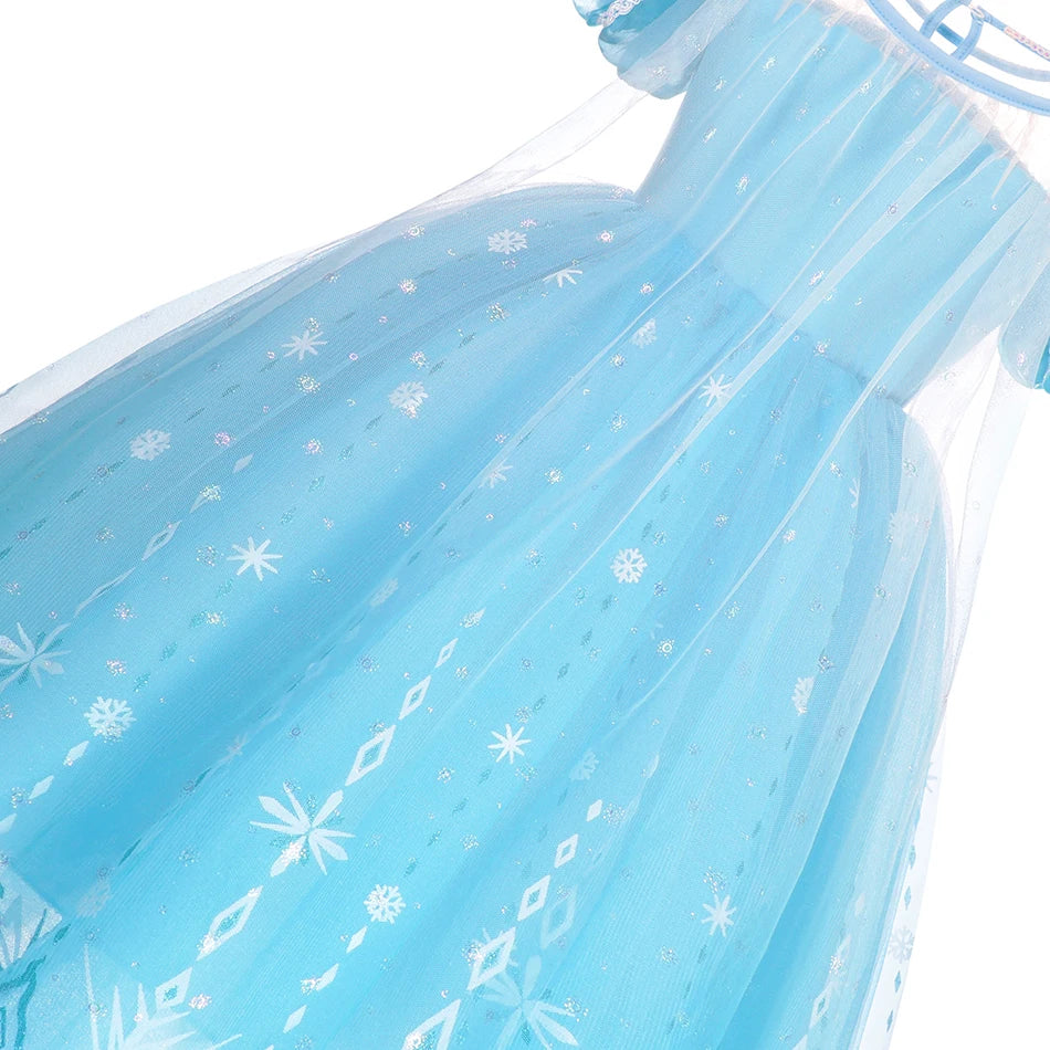 Elsa Girls Dress Frozan Cosplay Costume Princess Dresses Queen Snow Queen Wedding Luxurious With Cloak Carnival Gown Dresses Up
