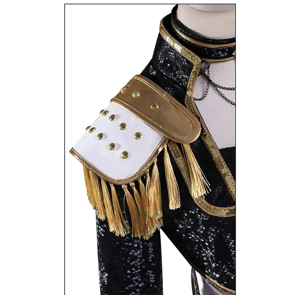 Rumi Zoey Mira Cosplay Clothes KPop Demon Hunters Cosplay Costume Black Golden Suit Halloween Huntrix Role Playing Outfit