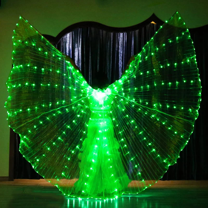 LED Belly Dance Fairy light wings Glowing silk butterfly wings luminous dancing cloak clothes for women girl Performance costume