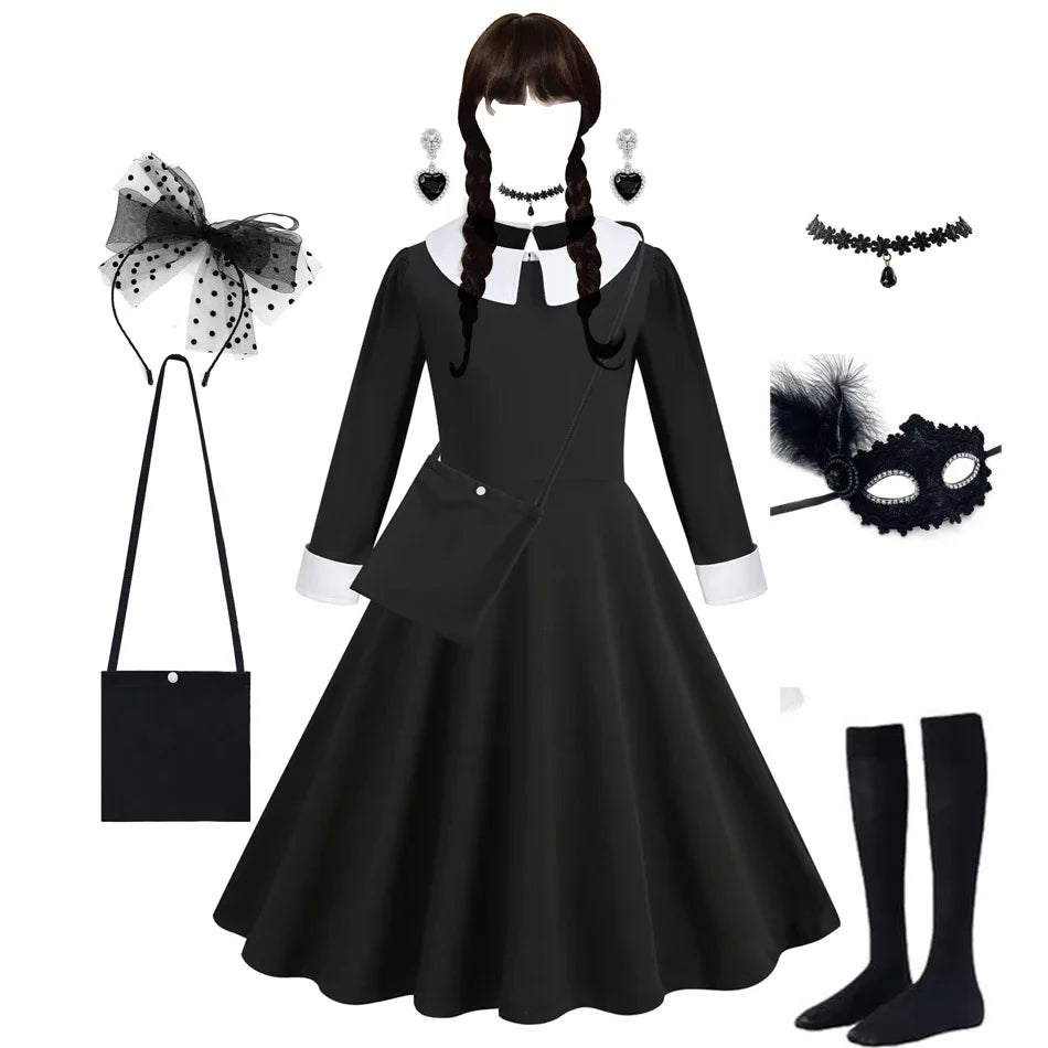 Adams Dress Girl Costume for Girls Black Dress Halloween