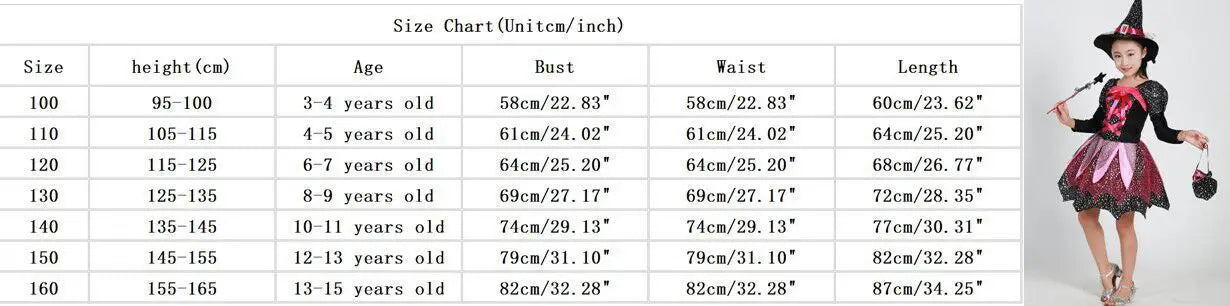 4 Pieces Witch Clothing Set Dress+Hat+Wand+Bag Girls Halloween Wizard Costume 2024 Kid Make up Party Hag Witch Apparel Vestidos