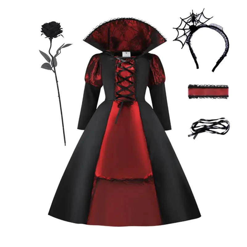 Girls Halloween Ghost Bride Costume  Vampire Dress Up Child Evil Terror Vampiress Role Play Carnival Party Cosplay  Outfits