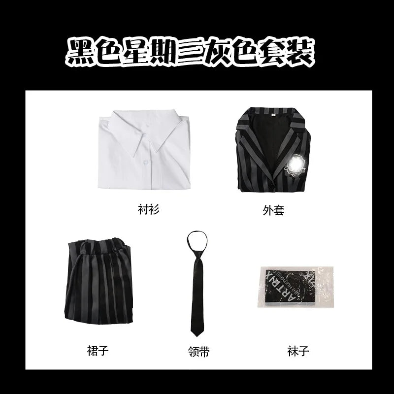 Sinclair Enid Cosplay Anime Costume School Uniform Wednesday Jacket Skirt Suit Wig Set Halloween Party Outfit for Women Girl