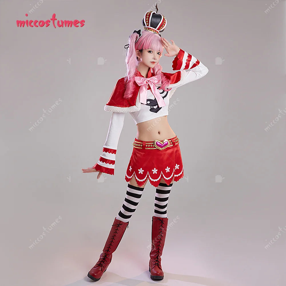 Miccostumes Women's Perona Cosplay Costume  Women Top and Skirt Set with Short Cloak Christmas Cosplay Costume