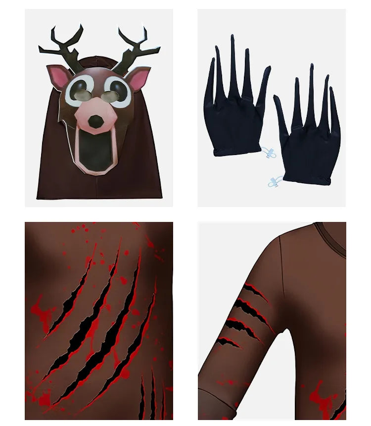 Halloween 99 Nights Forest Deer  Children Adult Cosplay Outfit 3D Print Cosplay   Carnival Horror Game Dress Up Children's Gift
