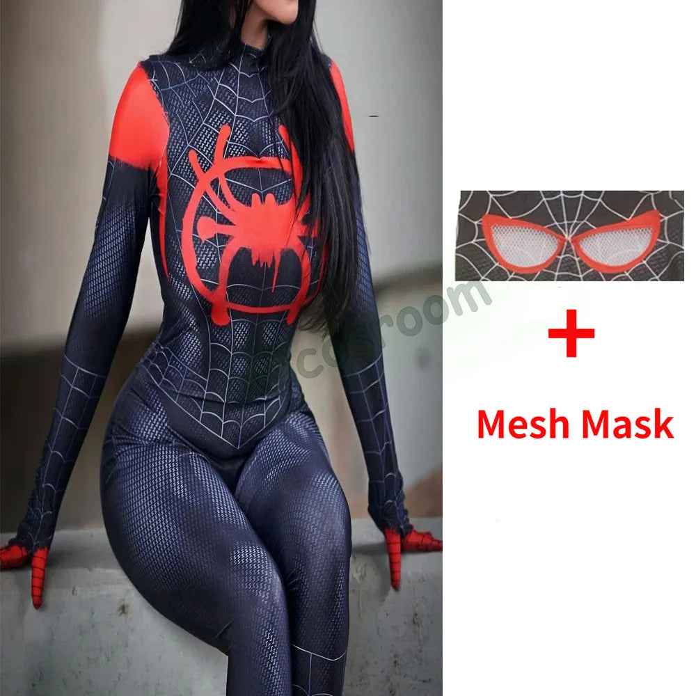 Miles Morales Cosplay Zentai Suit 3D Printed Bodysuit Spiderman Into The Verse Costume for Adult Halloween Party Outfit