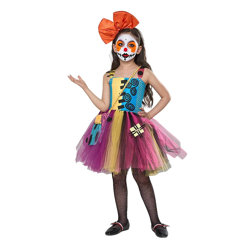 Halloween Christmas Eve Cosplay Dress Horror Fancy Princess Dress Girl Puffy Costume Carnival Party Clothes Gifts for Children