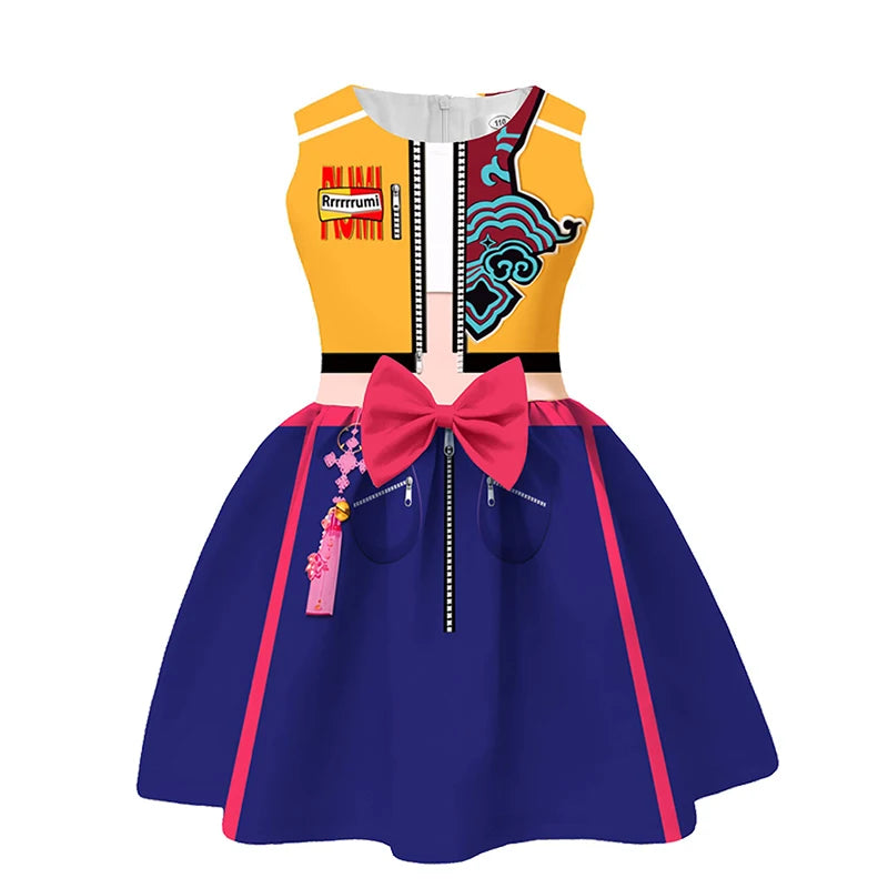 KPop Demon Hunters Kids Clothes Festival Children Halloween Cosplay Pop Singer Rumi Mira Zoey Masquerade Carnival Party Dress