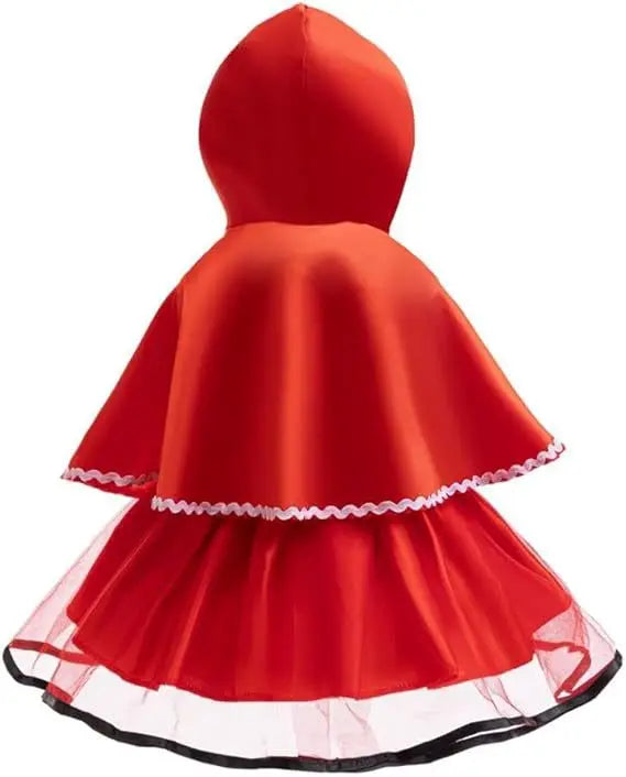 Baby Girls Cosplay Little Red Riding Hood Halloween Costume With Cape Dress up Halloween Red Princess Cloak Performance Dress