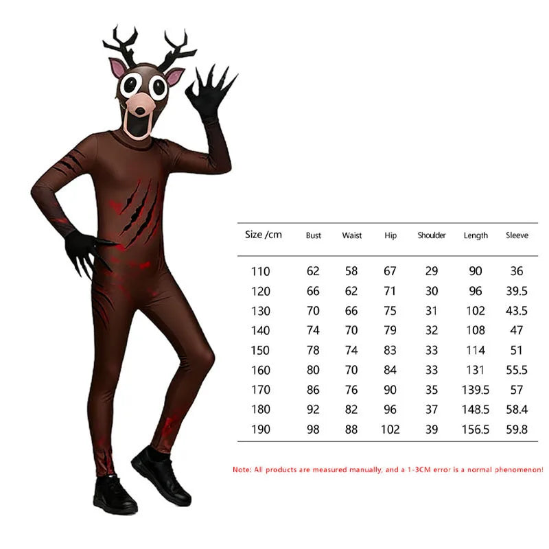 Halloween 99 Nights Forest Deer  Children Adult Cosplay Outfit 3D Print Cosplay   Carnival Horror Game Dress Up Children's Gift