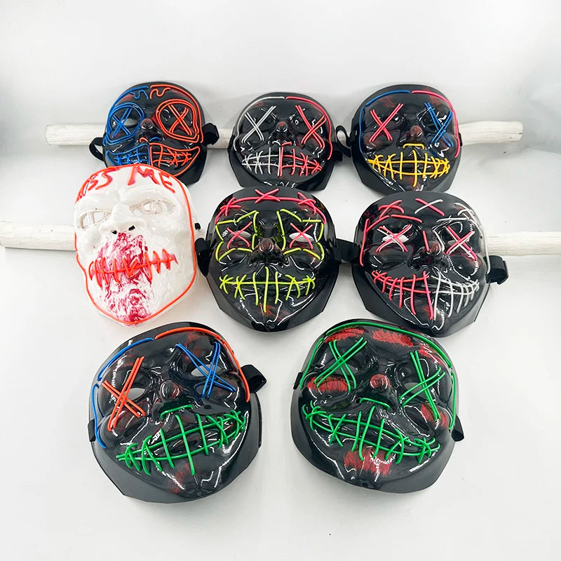 Multi Style Glowing LED Purge Mask Professional Wireless Luminous Party Mask Flashing Decorative Headgear Masker For Halloween