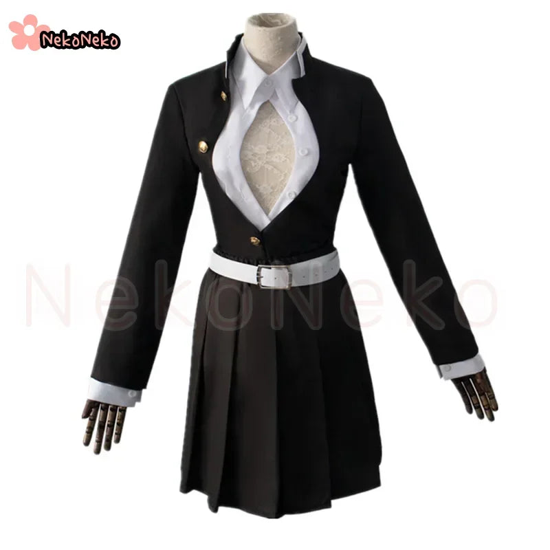 Kanroji Mitsuri Cosplay Costume Wig Anime Japanese Kimono Coat Top Skirts Stockings Halloween Party Outfits Women Girls Full Set