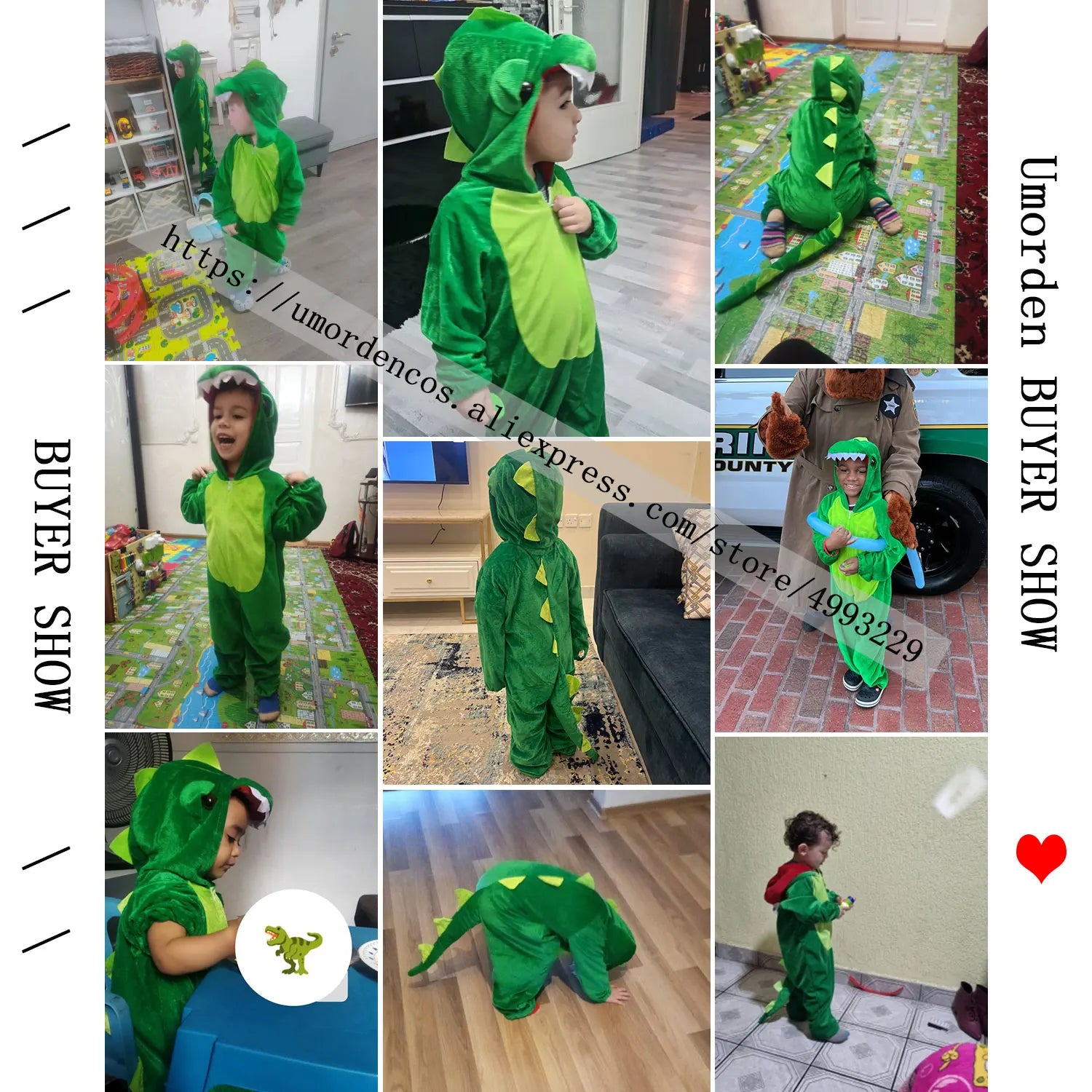 Cute Dinosaur Kugurumi Costume Cosplay Boys 2-4T 4-8Y Green Black Kindergarten School Party Game Role Play Suit Umorden