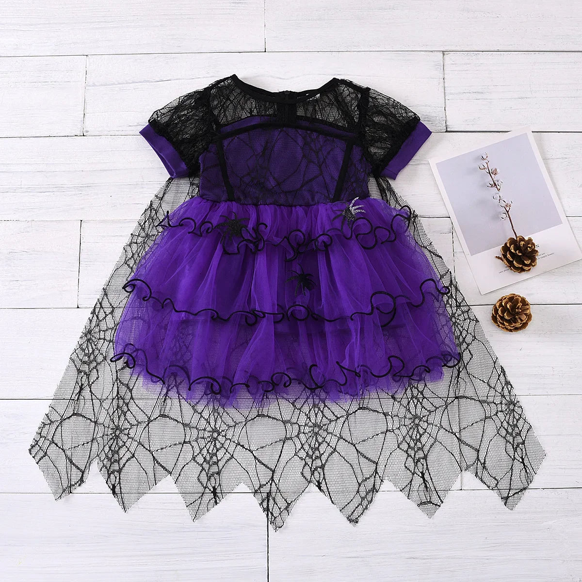 Baby Halloween Costume Girls Princess Spider Mesh Dress Children Vampire Performance Elegant Clothes Witch Dresses 1-6 Y