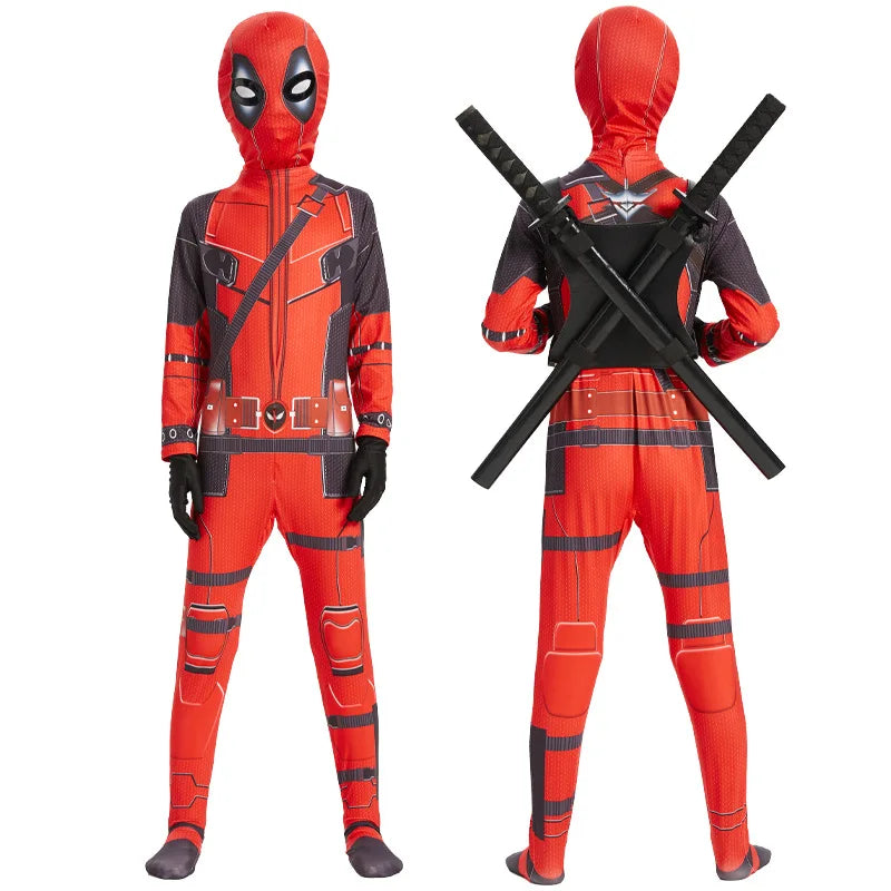Superhero Deadpool Costume Kids New Deadpooling 3 Cosplay Cosutme Deadpool3 Full Children Costume Bodysuit Halloween Jumpsuit