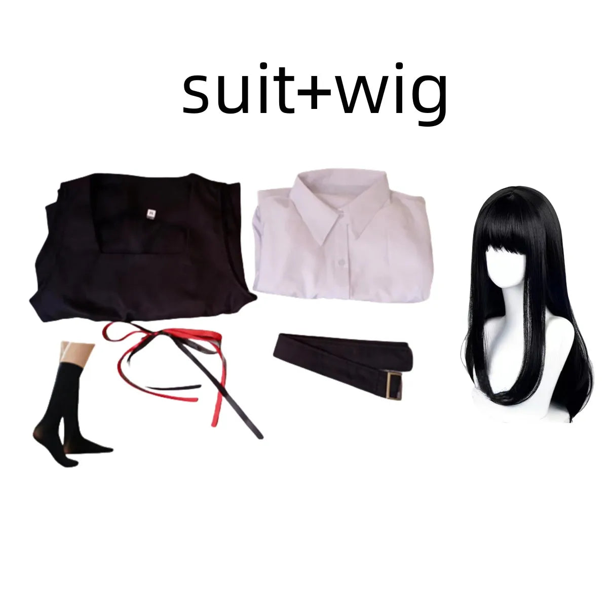 Anime Chainsaw Man Mitaka Asa Cosplay Costume Japan and South Korea JK School Uniform Shirt Dress Wig Woman Cute Campus Suit