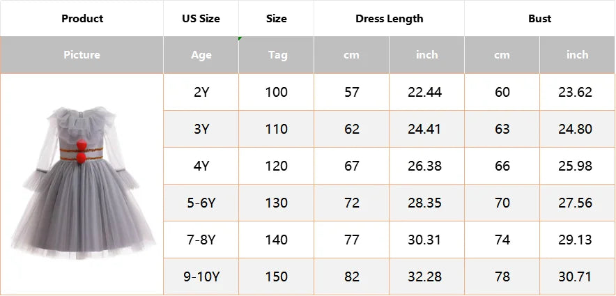 Girls New Gray Joker Dress for Kids 2025 Halloween Carnival Cosplay Creepy Clown Costume Children Dress Up Party Clothes