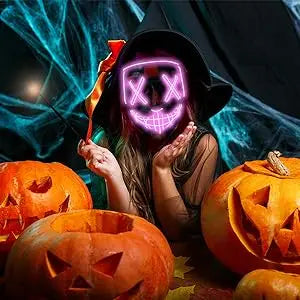 Poptrend Halloween Mask LED Light up Mask Scary mask for Festival Cosplay Halloween Costume Masquerade Parties Carnival Gift