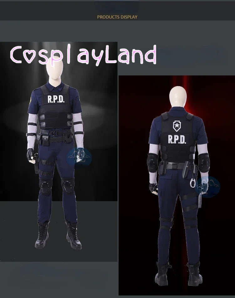 Resident 2 Cosplay Re Leon Scott Kennedy Cosplay Costume with Leon Vest Men Halloween Costumes Masqurade Comic Con Roleplay Suit