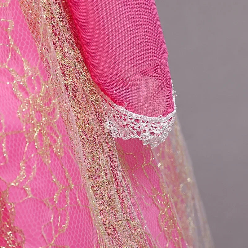 Fantasy Girls Sleeping Beauty Aurora Cosplay Princess Dress Kids Halloween Carnival Birthday Costume Party Clothing 3-10Years