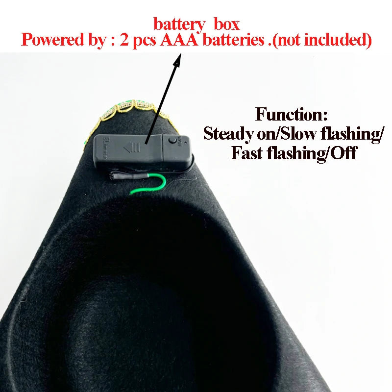 Newstyle Led Captain Hat Halloween Masquerade Pirate Theme Party Cosplay Captain Costumes Accessories Light Up Skull Pattern Hat