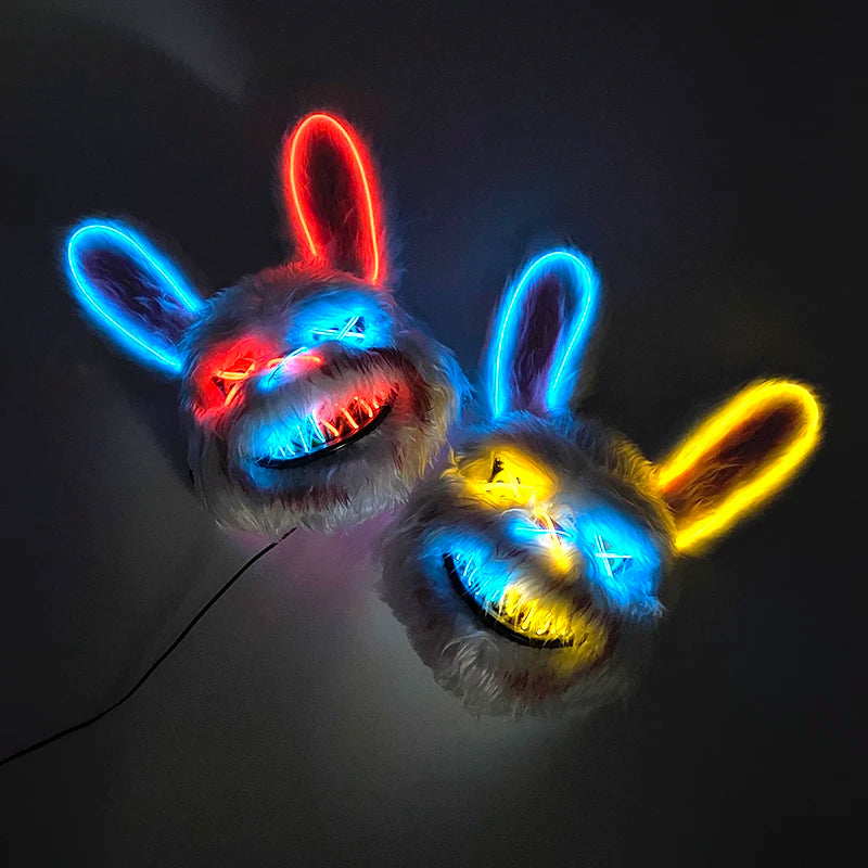 Halloween Light Up Horror Mask Glowing Bloody Bear Killer Mask Flashing Neon Scary Bear Mask for cosplay killer mask Decoration