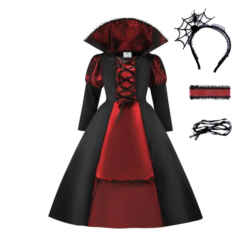 Girls Halloween Ghost Bride Costume  Vampire Dress Up Child Evil Terror Vampiress Role Play Carnival Party Cosplay  Outfits