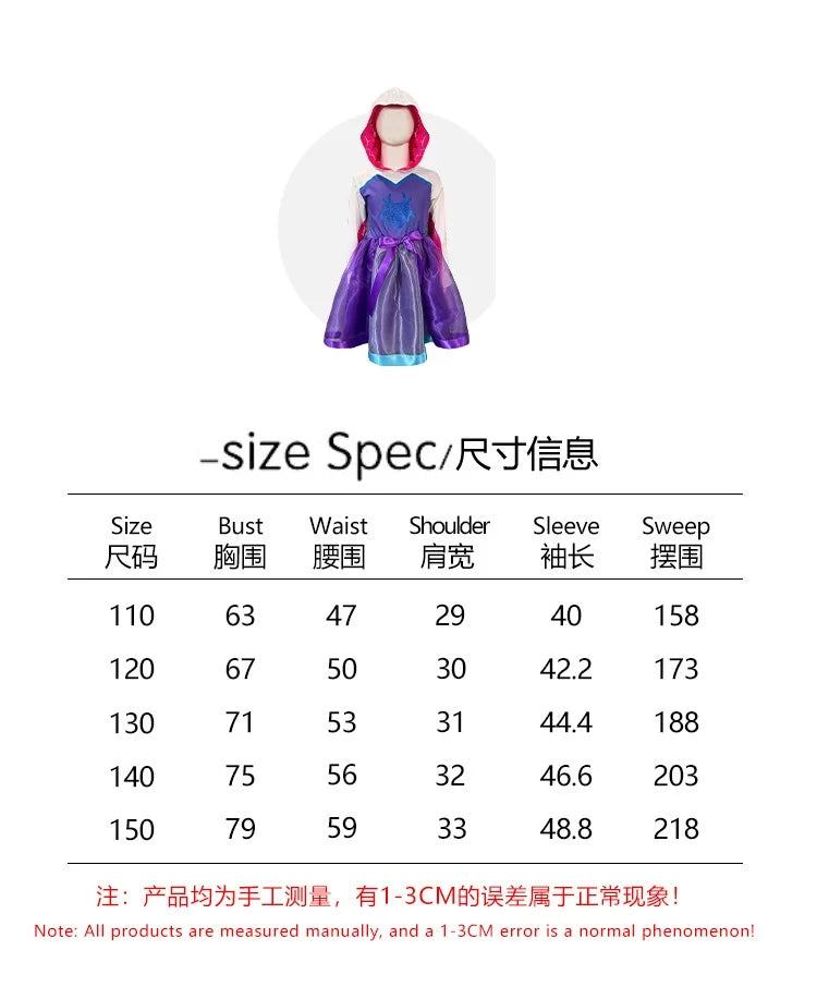 Girls Gwen Ghost Spider Costume Bodysuit Halloween Cosplay Hooded Holiday Party Costumes Fantasy Sexy Dress Up Hoodies Swimsuit