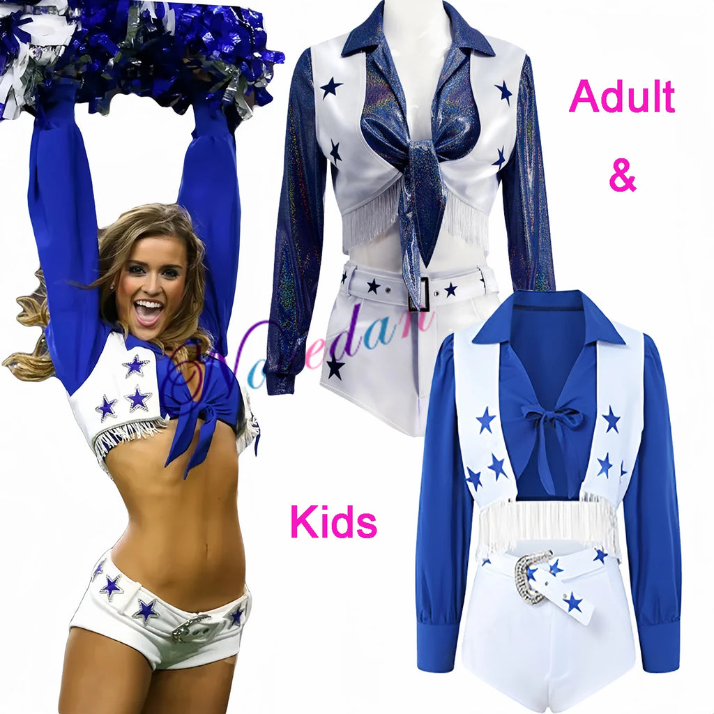 Sexy Dallas Cowboys Cheerleader Costume Adult Kid Cheerleading Sports Meeting Uniform Football Cheerleaders Girl Cosplay Costume