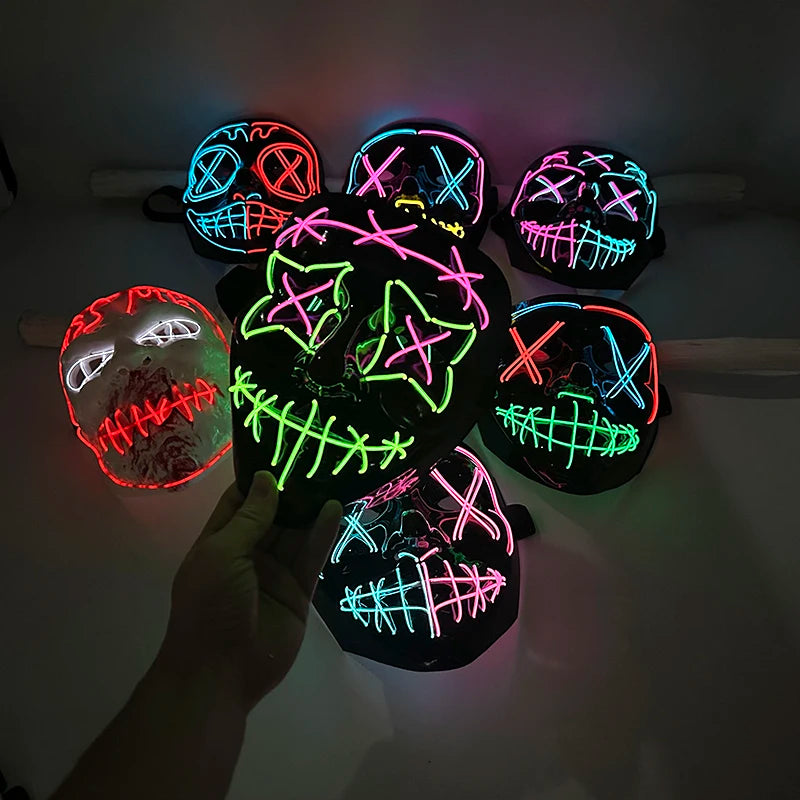 Multi Style Glowing LED Purge Mask Professional Wireless Luminous Party Mask Flashing Decorative Headgear Masker For Halloween
