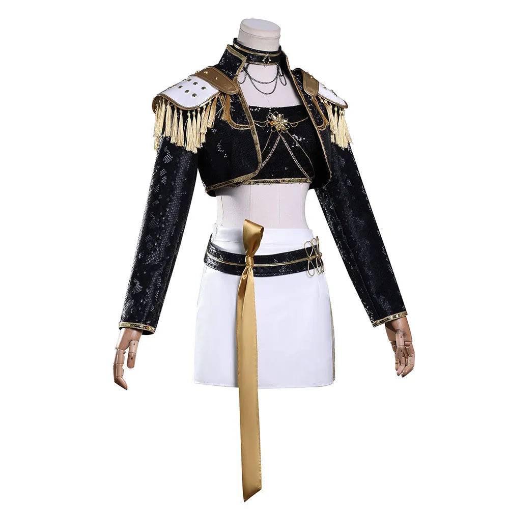 Rumi Zoey Mira Cosplay Clothes KPop Demon Hunters Cosplay Costume Black Golden Suit Halloween Huntrix Role Playing Outfit