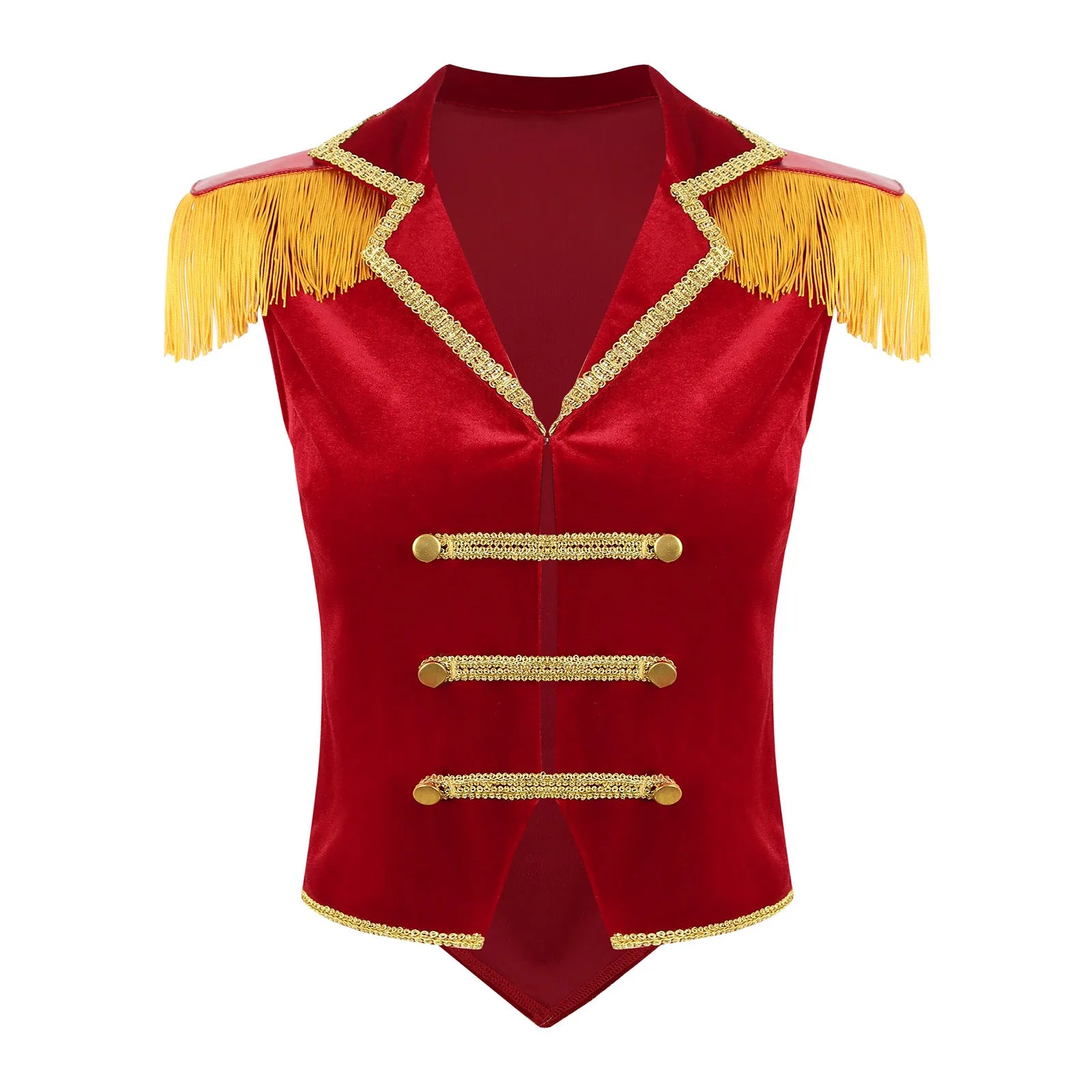 Womens Circus Ringmaster Costumes Halloween Showman Cosplay Tailcoat Lapel Vest Jacket Ringleader Lion Tamer Velvet Waistcoat