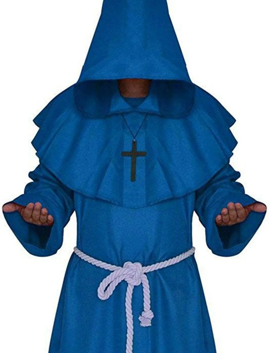 Friar Medieval Hooded Monk Renaissance Priest Robe Costume Cosplay For Halloween Costume Unisex