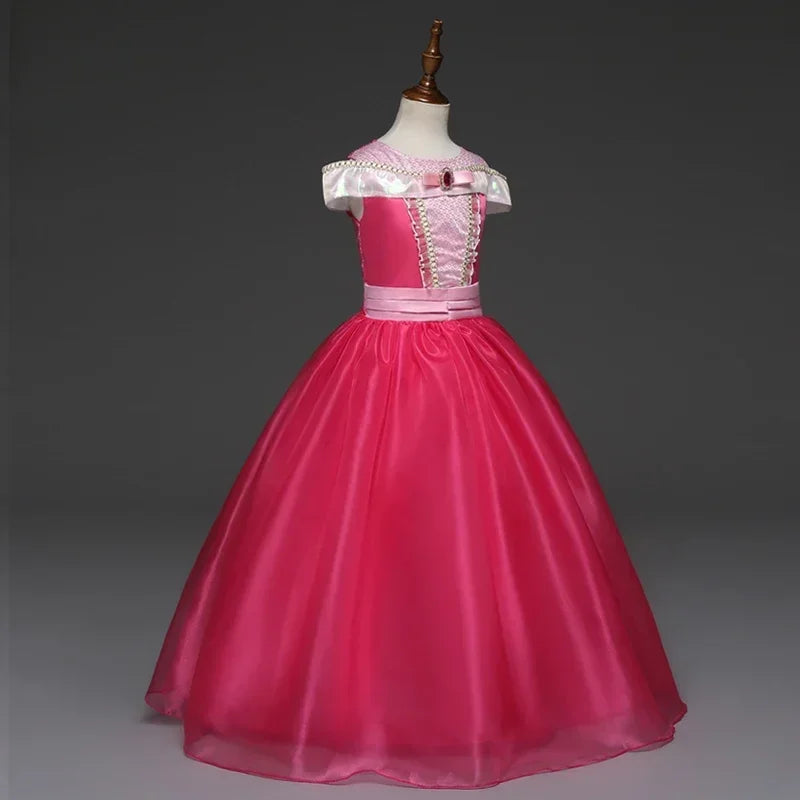 Fantasy Girls Sleeping Beauty Aurora Cosplay Princess Dress Kids Halloween Carnival Birthday Costume Party Clothing 3-10Years