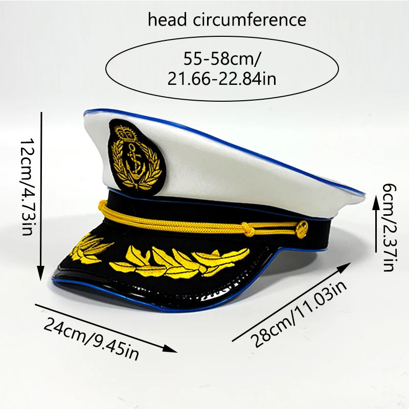 Newstyle Led Captain Hat Halloween Masquerade Pirate Theme Party Cosplay Captain Costumes Accessories Light Up Skull Pattern Hat
