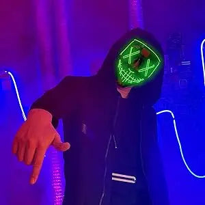 Poptrend Halloween Mask LED Light up Mask Scary mask for Festival Cosplay Halloween Costume Masquerade Parties Carnival Gift