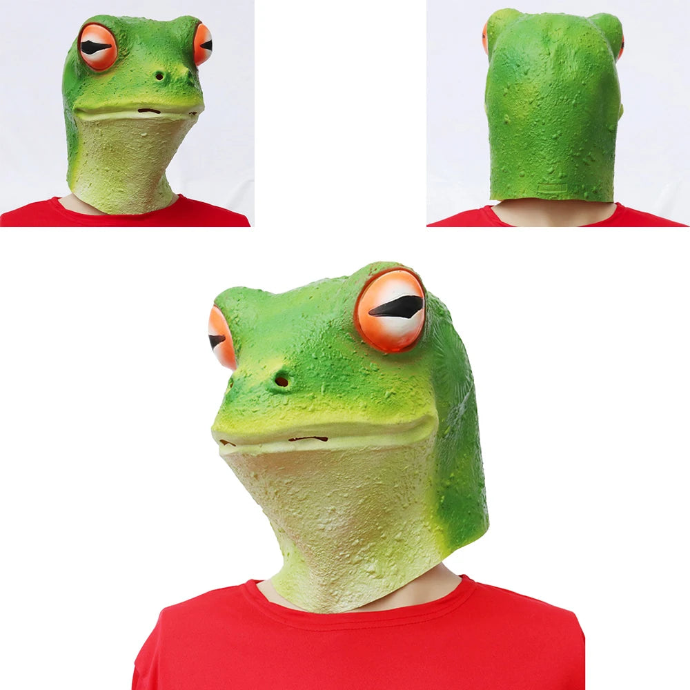 Lovely Cosplay Funny Christmas Halloween Mask Animal Frog Eye Mouth Head Full Face Helmet Costume Prop Carnival Mardi Gras Party