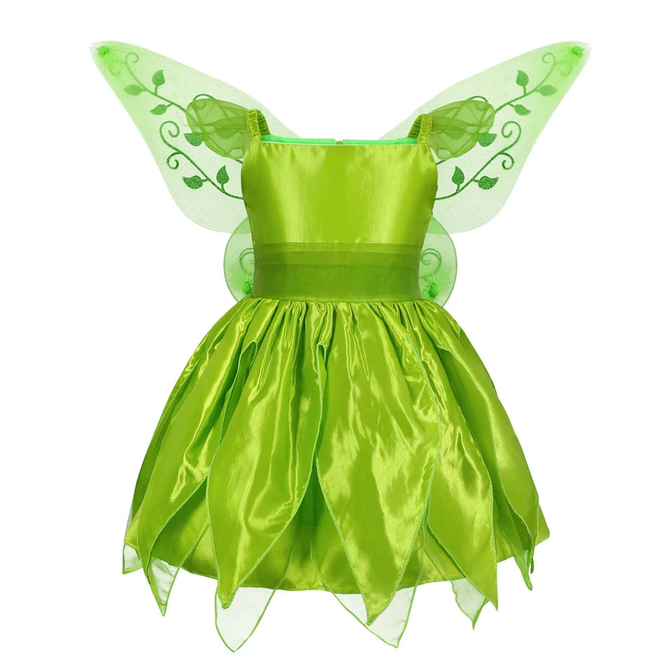 Girls Costume Halloween Costume for Kids Green Fancy Dress Fairy Princess Cosplay Carnival Party